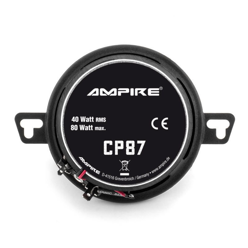 AMPIRE CP87 Koaxial-Lautsprecher ohne Gitter, 70 Watt, 87mm, 1 Paar