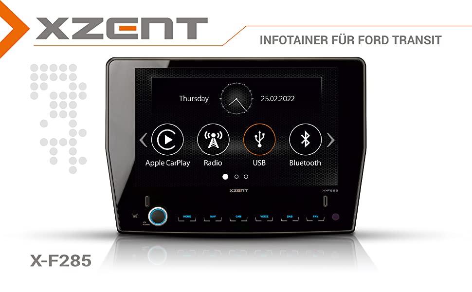XZENT X-F285 Autoradio, Navigation für Ford Transit Reisemobil Festeinbau Navi 
