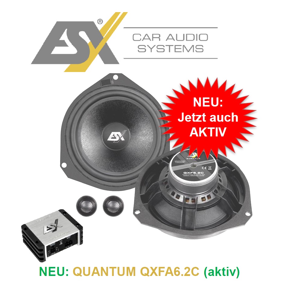 ESX QUANTUM QXFA6.2C 2-Wege AKTIV Lautsprecher System mit Verstärker für Fiat Ducato III, F8, Typ 250, Ducato IV Typ 290, Citroen Jumper, Peugeot Boxer Typ 250, Boxer III Typ 290, Ford Ka II, Opel Movano III 