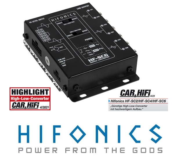 Hifonics HF-SC6 6-Kanal "High To Low Level" Konverter High Low Adapter Summier-Funktion