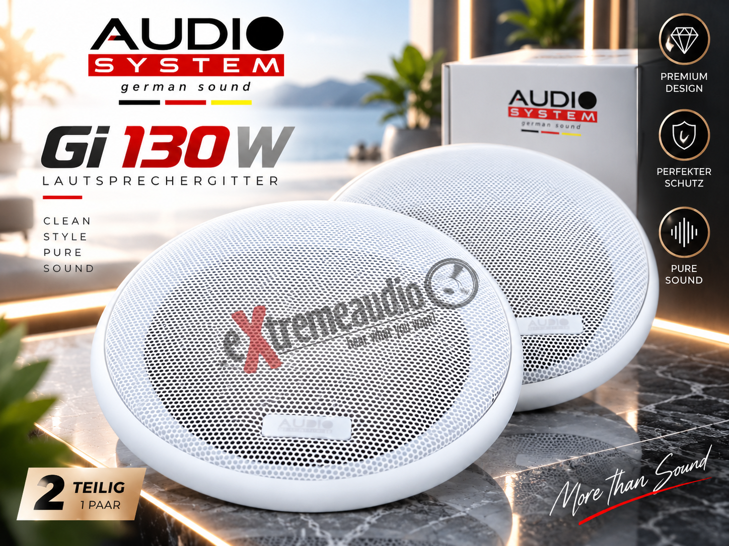 Audio System GI 130 W (Paar) 2-teiliges Lautsprechergitter 1 Paar (2 Stück) 13cm weiß