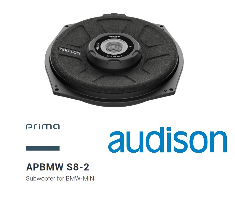 Audison APBMW S8-2.2 20cm Subwoofer Untersitzsubwoofer kompatibel mit BMW E81/82/87/88,E90/91/92/93,E84,F20/21,F22/23,F30/31/34/35,F32/33/36,F10/11,F06/12/13,F48,F25,F26,F15,F16 und Mini Fahrzeugen - Stückpreis 