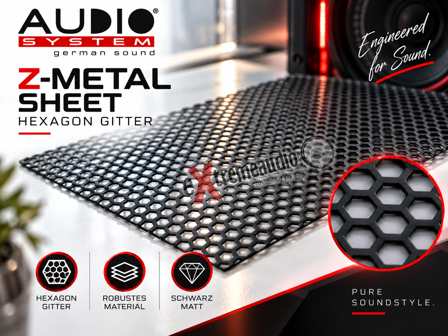 AUDIO SYSTEM Z-METAL SHEET ultrastabiles HEXAGON Gitter 2er Set 0,7 m x 0,45 m