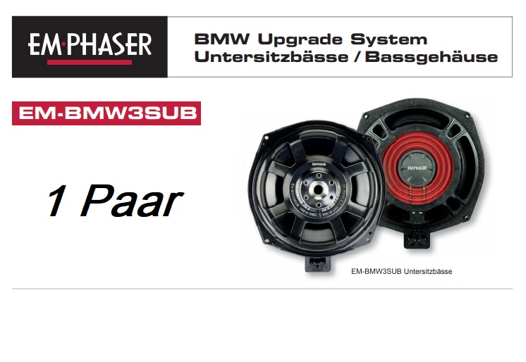 EMPHASER EM-BMW3SUB Plug & Play 8" / 20 cm Subwoofer für BMW Fahrzeuge BMW 1er F20/F21/E81/E82/E87/E88, 3er F30/F31/F34/F35/G20/G21/E90/E91/E92/E93 usw.