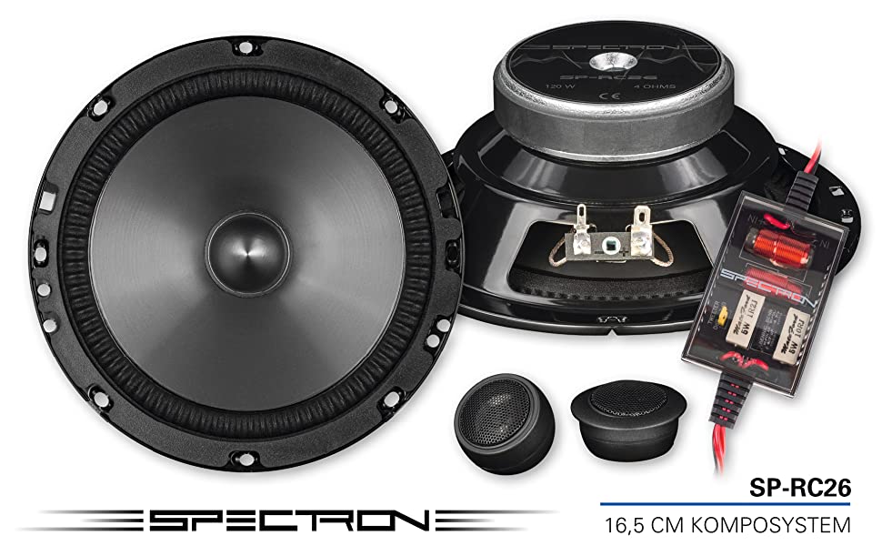 SPECTRON SP-RC26 Klangstarker 16,5 cm Lautsprecher für Autos und Reisemobile, 2-Wege Komponenten System, 120 Watt
