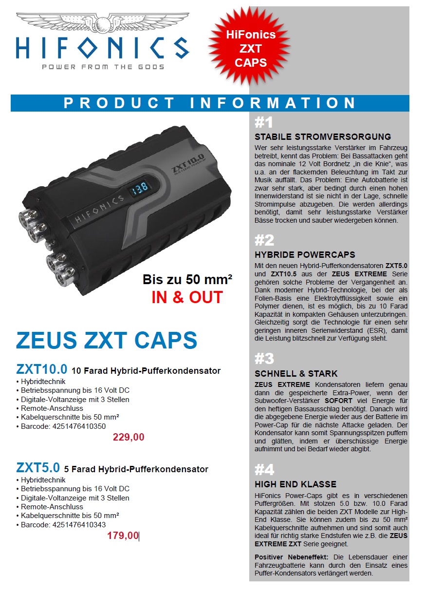 Hifonics ZXT5.0 Powercap 5 Farad Hybrid-Pufferkondensator