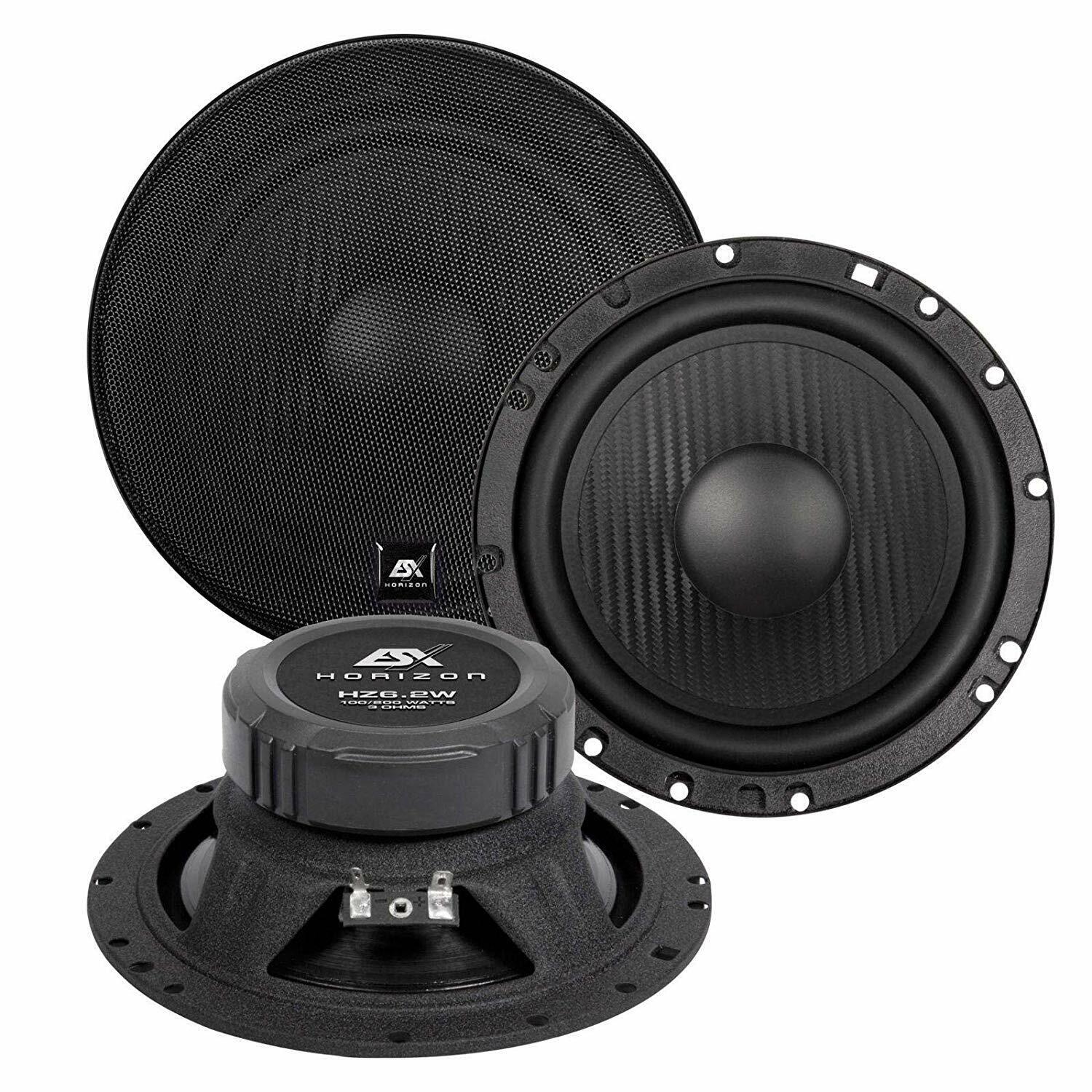 ESX HZ6.2W 16,5 cm Kickbass Lautsprecher 1 Paar 100 Watt RMS mit Schutzgitter