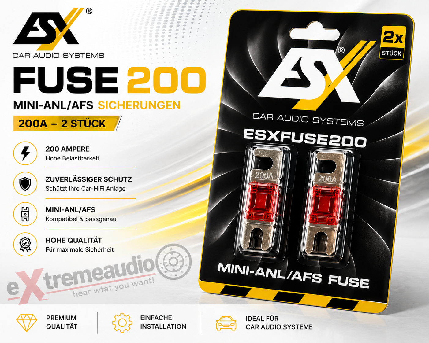 ESX FUSE200 Mini-ANL/AFS Sicherungen 200A 2 Stück MINI ANL Sicherung