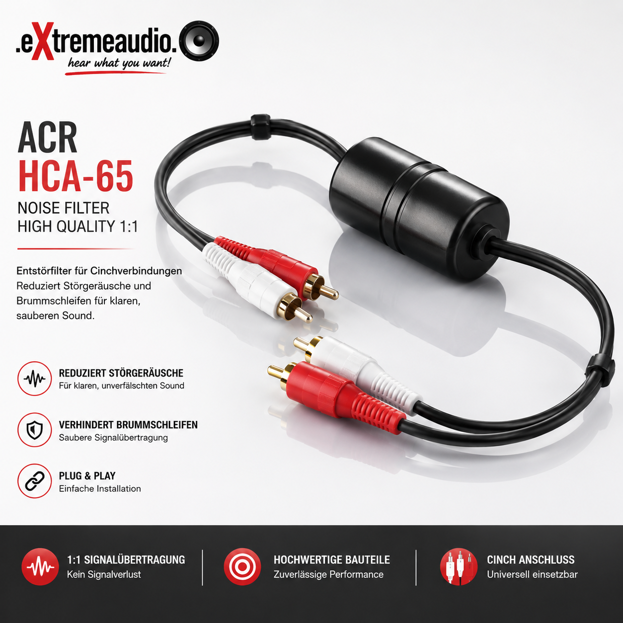 ACR HCA-65 - Noise Filter High Quality 1:1 Entstörfilter Cinchverbindung 
