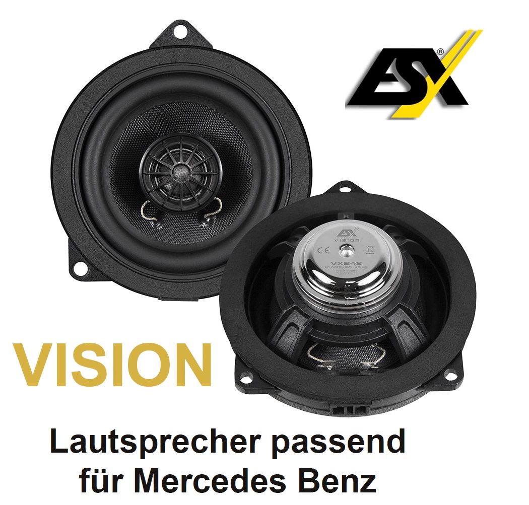 ESX VXM42 10 cm (4") 2-Wege Koax Lautprecher System kompatibel mit Mercedes Benz C / GLC / E Klasse