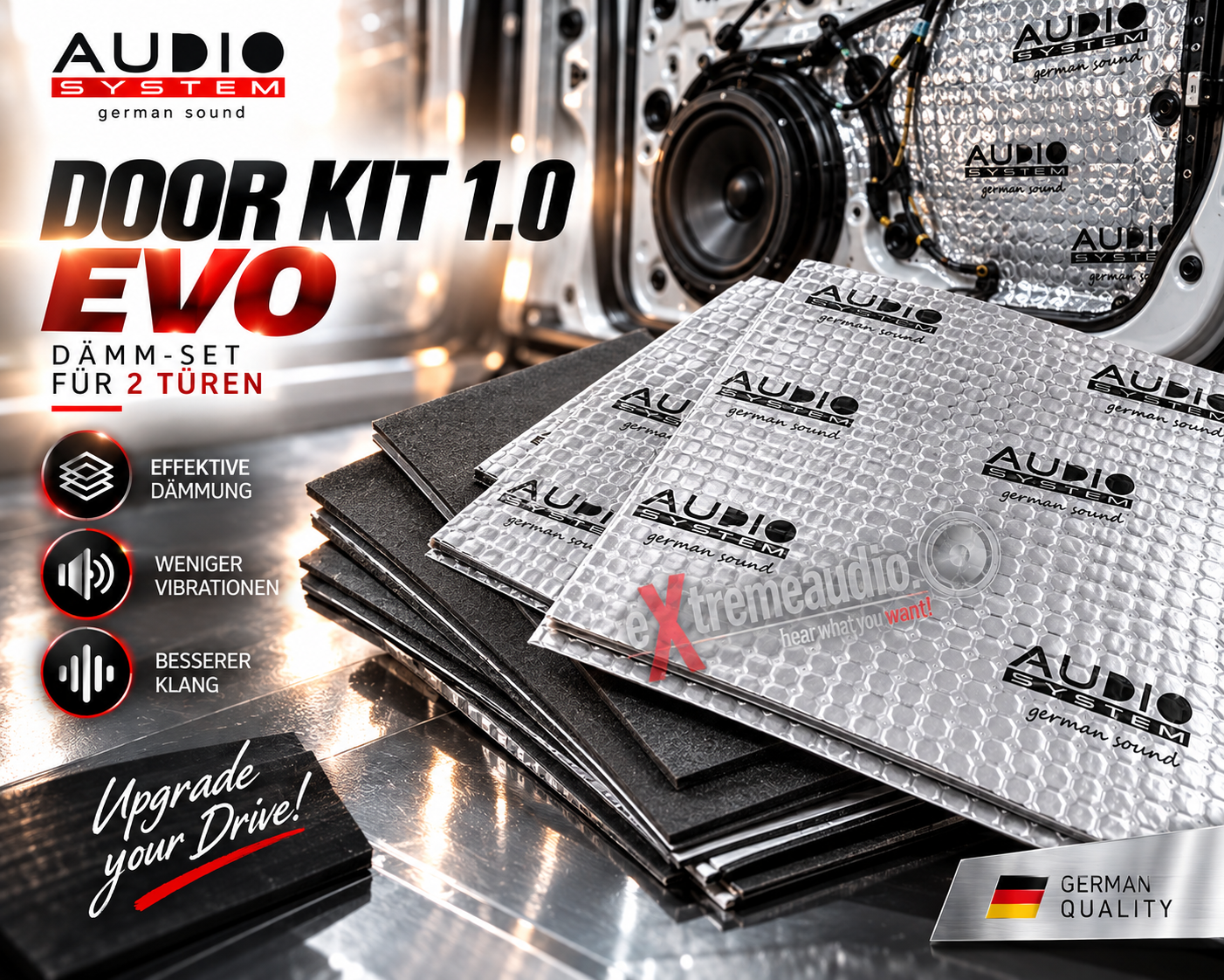 Audio System DOOR KIT 1.0 EVO Dämm-Set für 2 Türen Alubutyl, Neopren, Swelwave