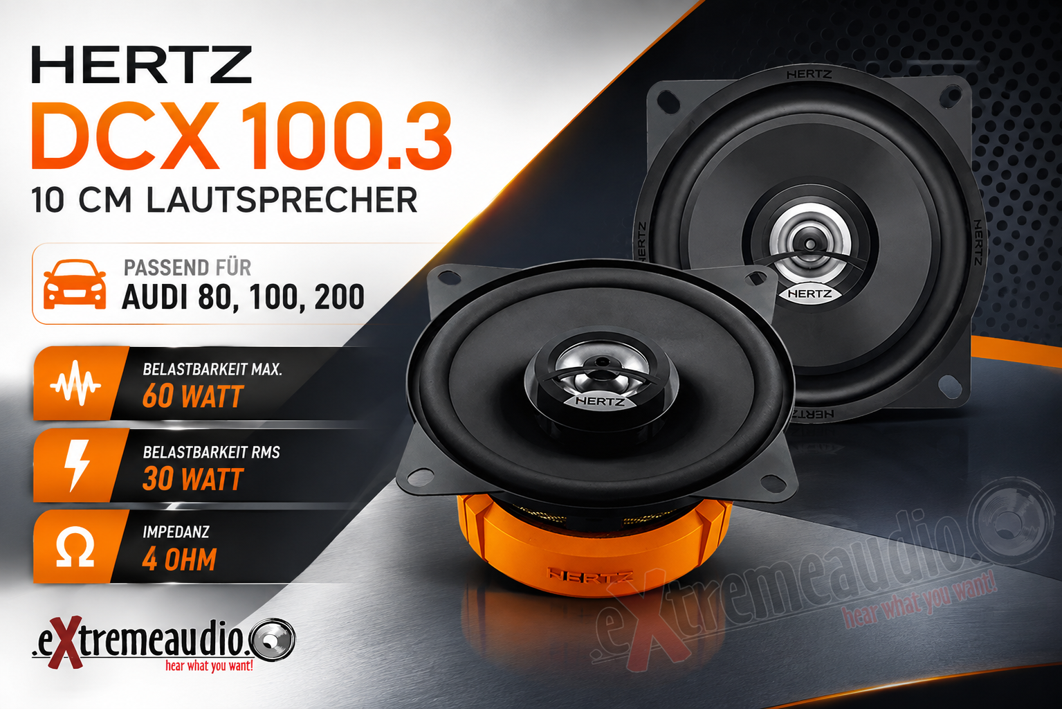 Audi 80, 100, 200 Lautsprecher Hertz Dieci DCX 100.3 Amaturenbrett/ Front 100mm