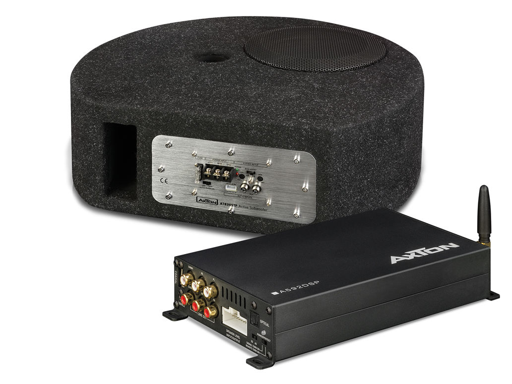  Axton Paket 4 - Plug & Play DSP-Verstärker + Aktivsubwoofer für die Reserveradmulde  Axton AXB20STP + A592DSP