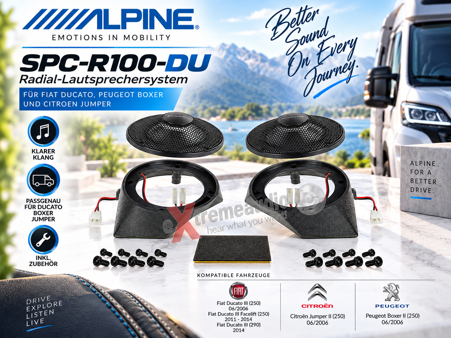 Alpine SPC-R100-DU Radial-Lautsprechersystem für Fiat Ducato (250, 290),Peugeot Boxer und Citroen Jumper