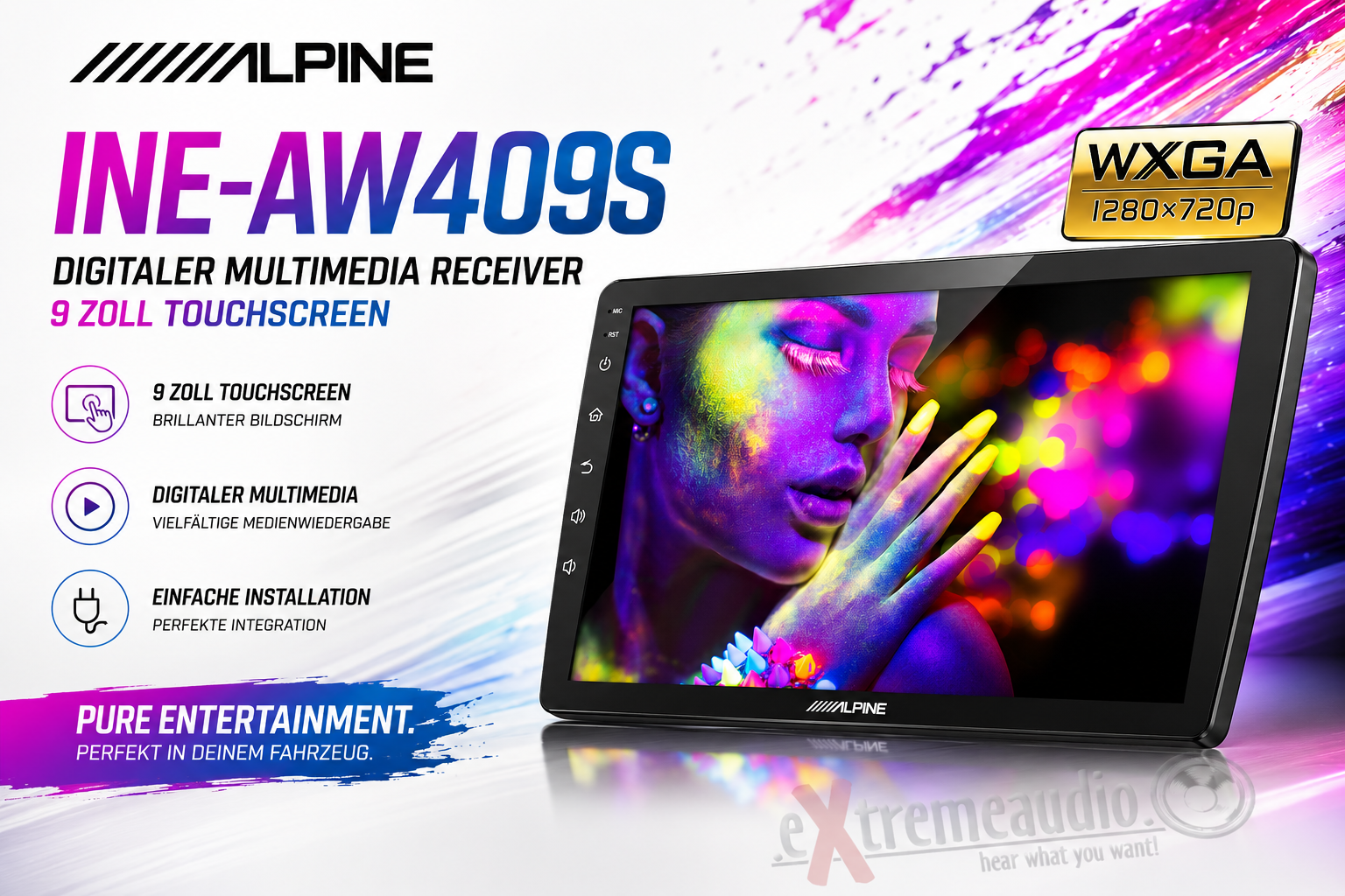 Alpine INE-AW409S Autoradio Digitaler Multimedia Receiver 9 Zoll Touchscreen
