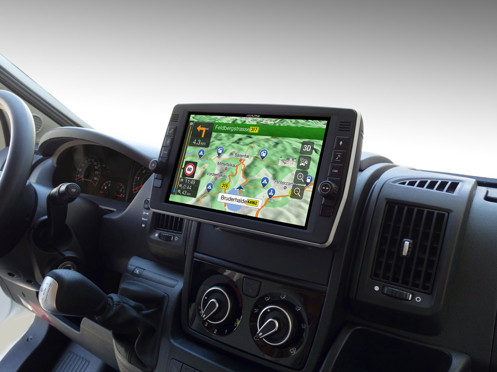 Alpine X903D-DU2 9-Zoll-Navigationssystem mit schwenkbaren Bildschirm für Fiat Ducato III, Citroën Jumper II und Peugeot Boxer II mit TomTom Karten und Apple CarPlay / Android Auto