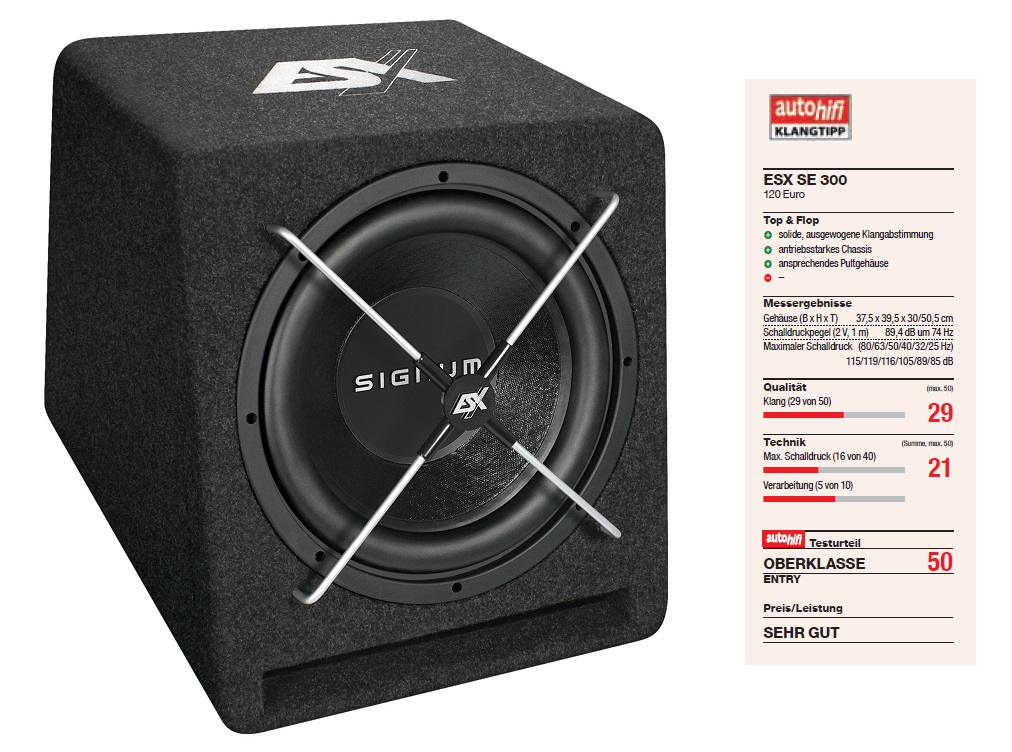 ESX SE-300 Bassreflex-Gehäusesub 600 Watt SE300