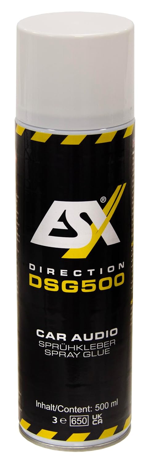 ESX DSG500 Sprühkleber 500 ml - extra starker Sprühkleber für folgende Materialien geeignet: Leder, Holz, Filz, Stoff, Karton, Teppich, Kunststoff, Metall und lackierte Flächen