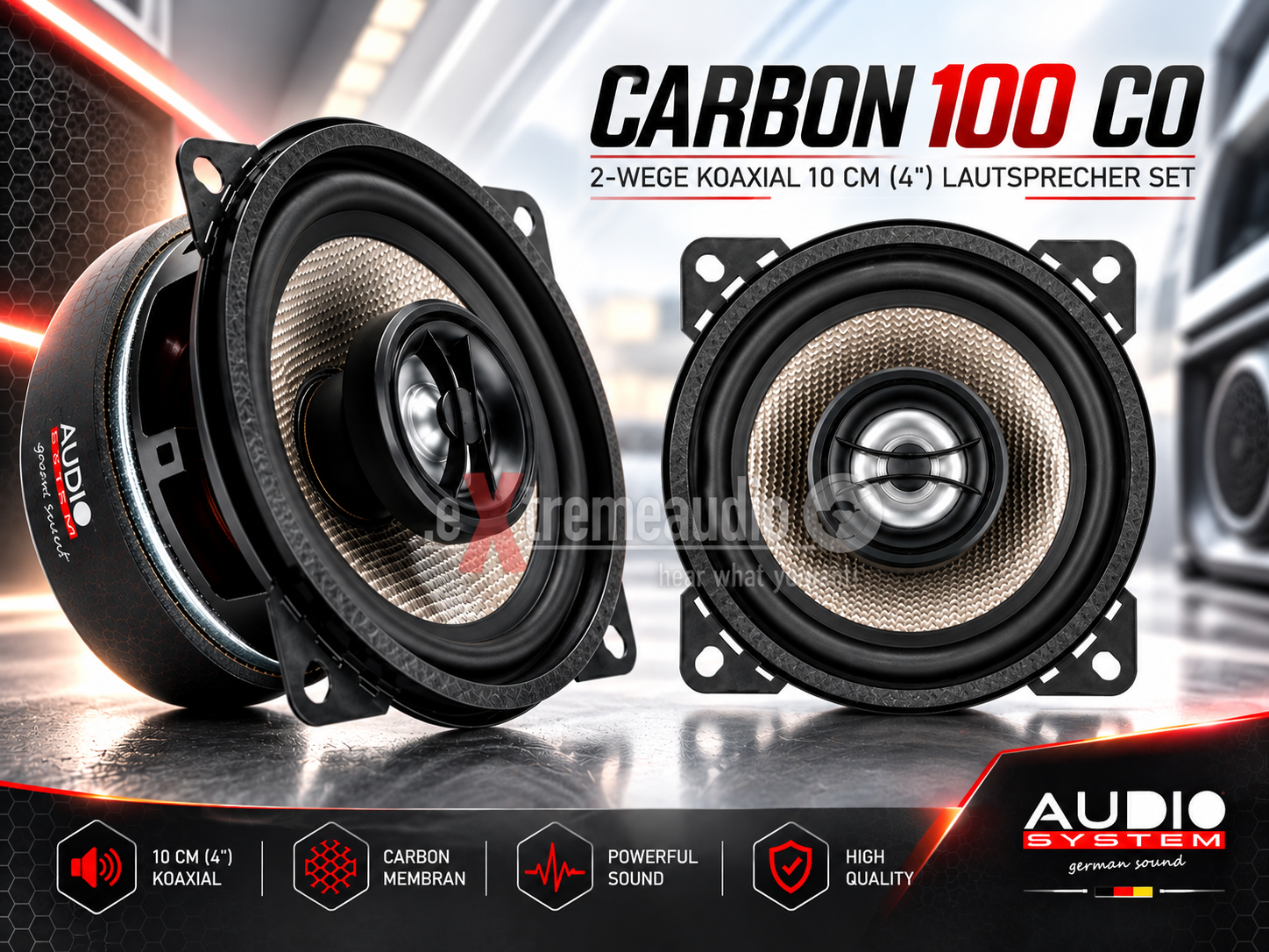 Audio System CARBON 100 CO 2-Wege Koaxial 10 cm (4") Lautsprecher Set 