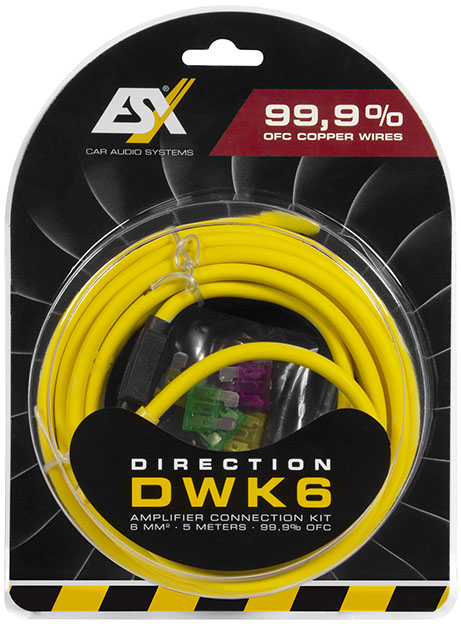 ESX DWK6 DIRECTION Kabelkit 6 mm² VOLLKUPFER KABELSET Verstärker-Anschluss-Set