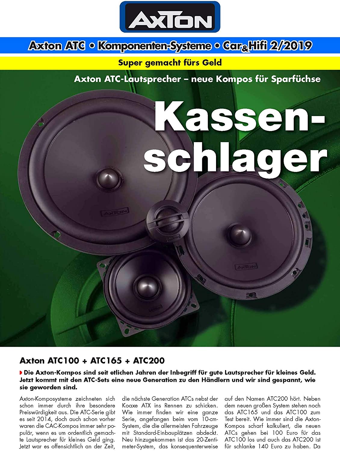 AXTON ATC100 10 cm 2 Wege Kompo Lautsprecher System 60 Watt RMS 