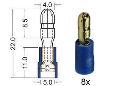 RTA 152.013-0 Rundstecker isoliert und vergoldet 4mm blau