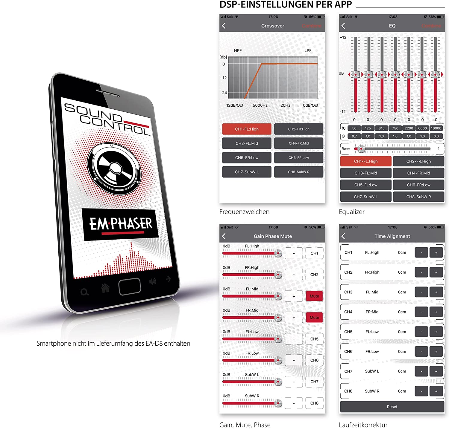 EMPHASER EA-D8 8 Kanal DSP Vorverstärker mit Bluetooth Audiostreaming