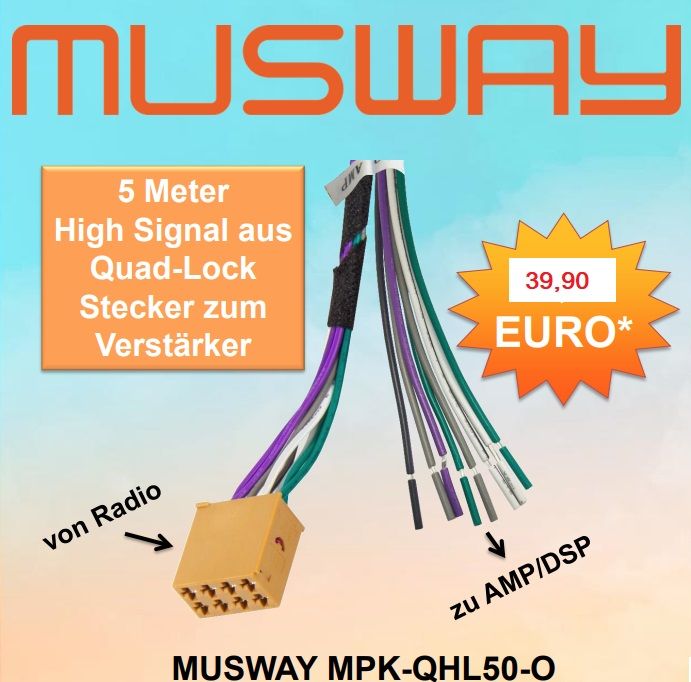 Cavo Adattatore MUSWAY MPK-QHL50-O: Da Connettore Quadlock A Estremità Libere (5 Metri) Per Amplificatore - 4