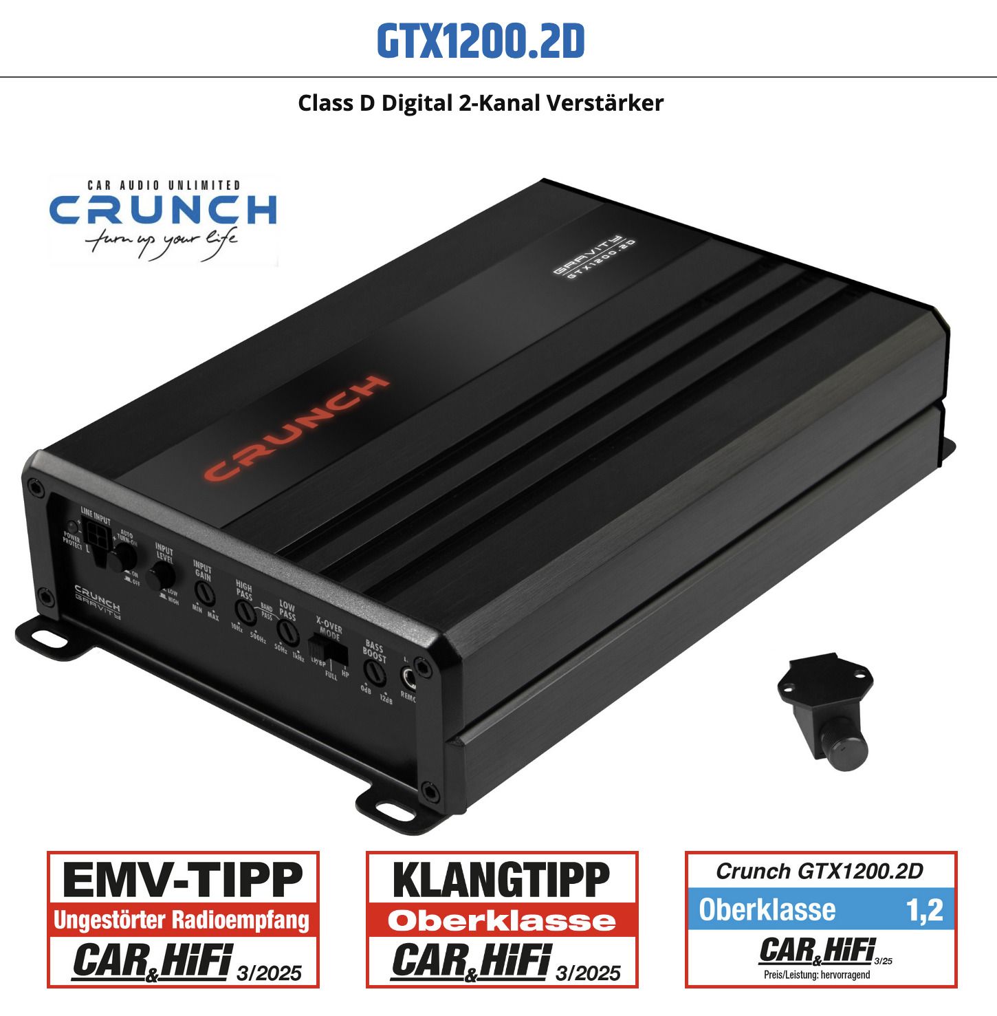 Crunch GTX1200.2D kompakter Class D Digital 2-Kanal Verstärker 1200 ...