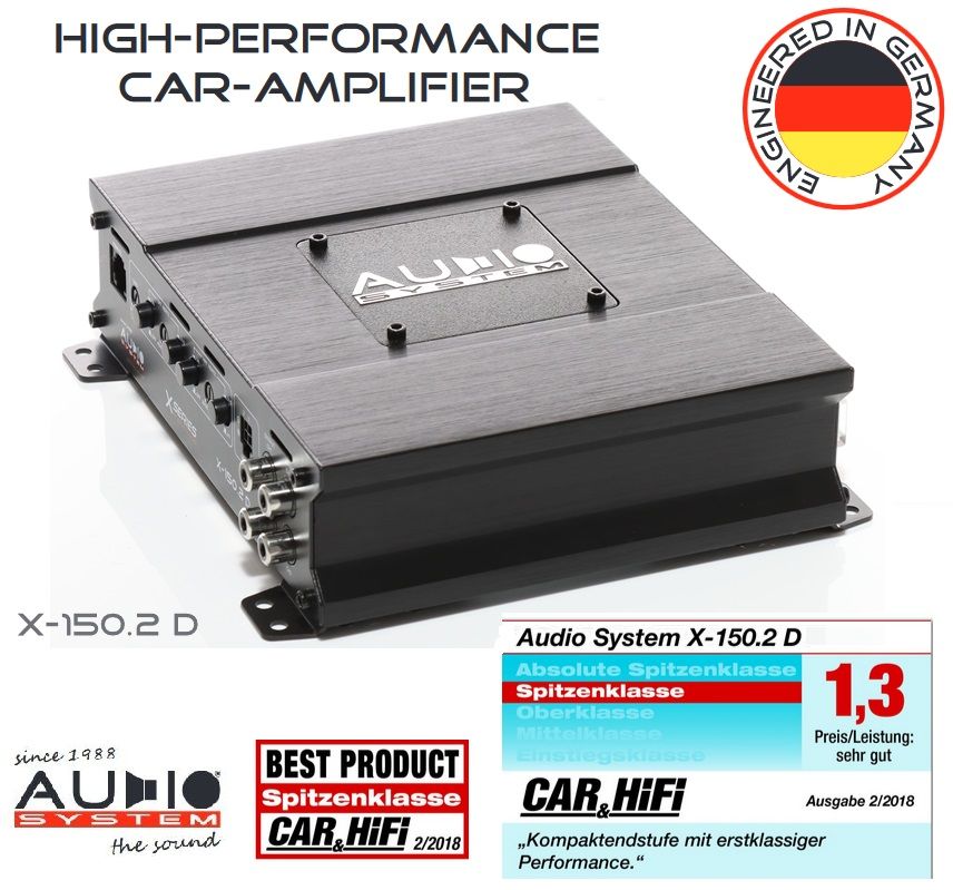 Audio System X-150.2 D Endstufe 2-Kanal Digital Verstärker 500 Watt RMS