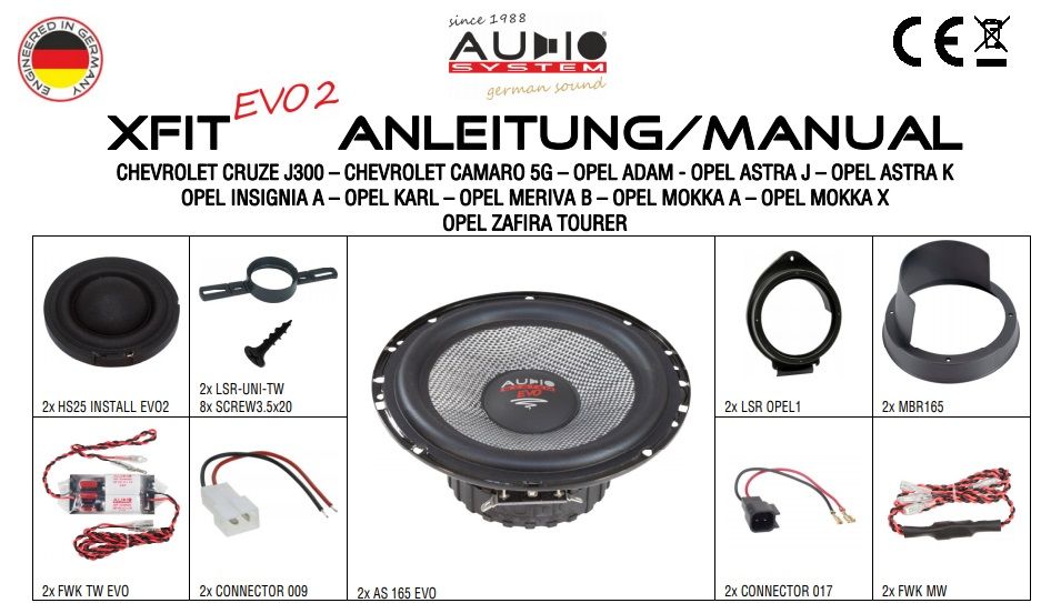 Audio System Xfit OPEL Insignia EVO2 110W Komponentensystem – Kompatibel Mit OPEL Insignia A Ab 2009, Inkl. Lautsprecher, Hochtöner & Einbauzubehör